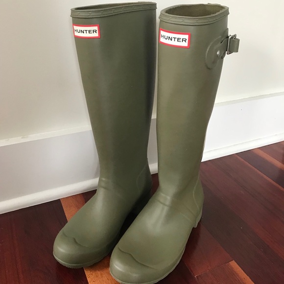 olive green rain boots